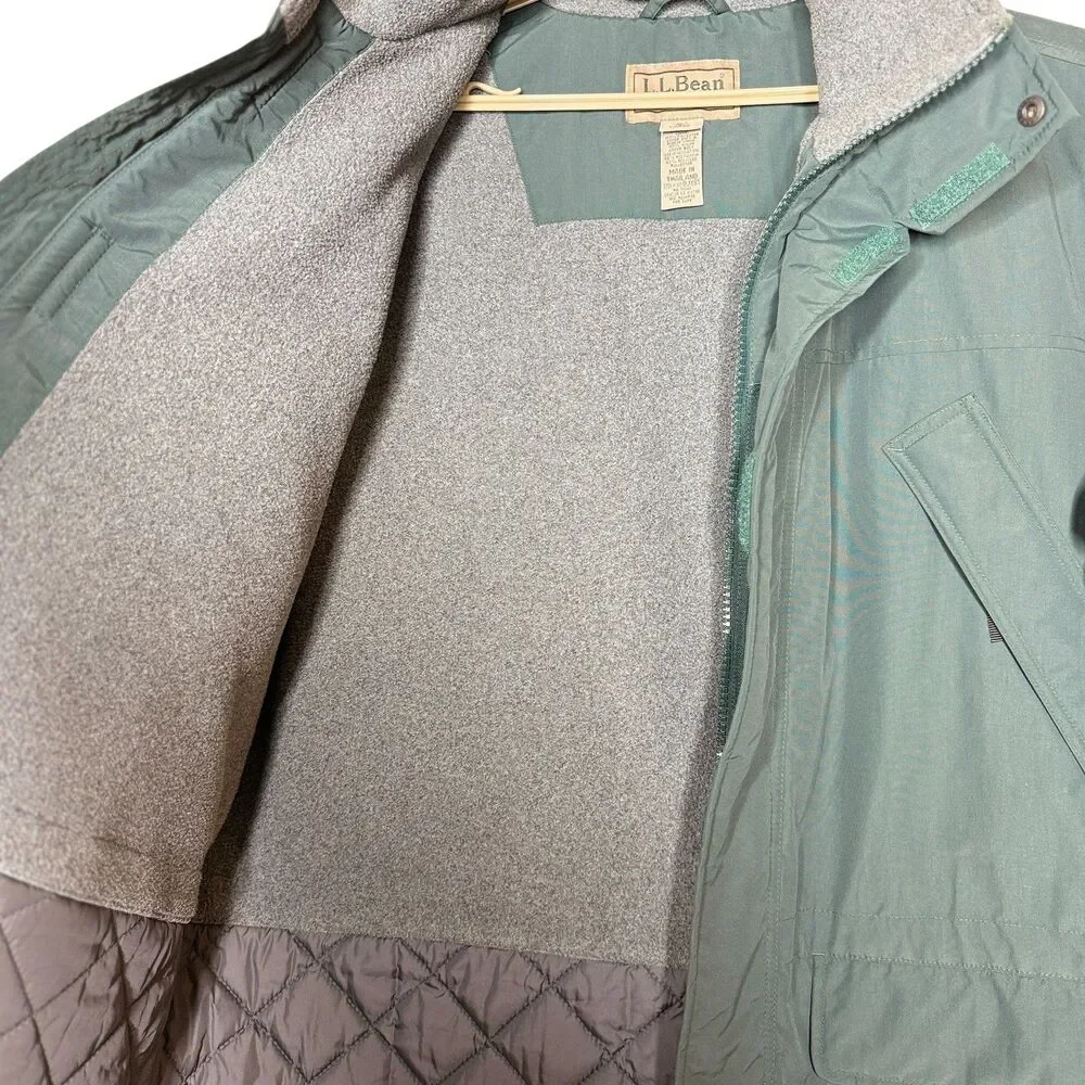 L.L. Bean Men’s Jacket Size L Green Coat Parka Polartec Hooded Thinsulate